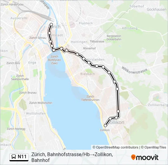 N11 Bus Line Map