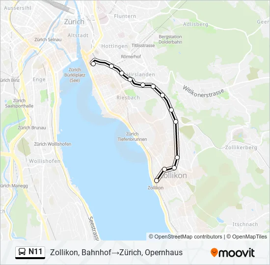 N11 Bus Line Map