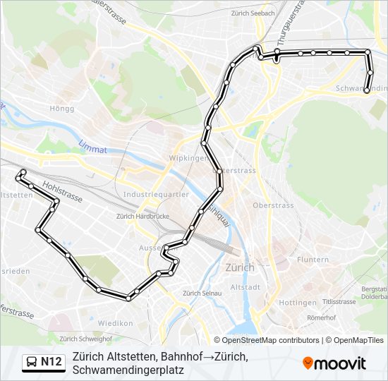 N12 Bus Line Map