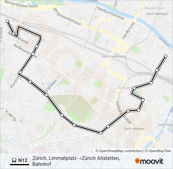 N12 Bus Line Map