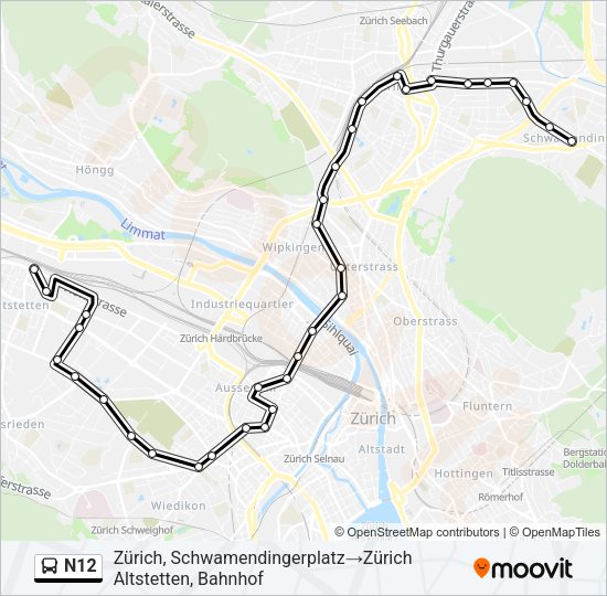 N12 Bus Line Map