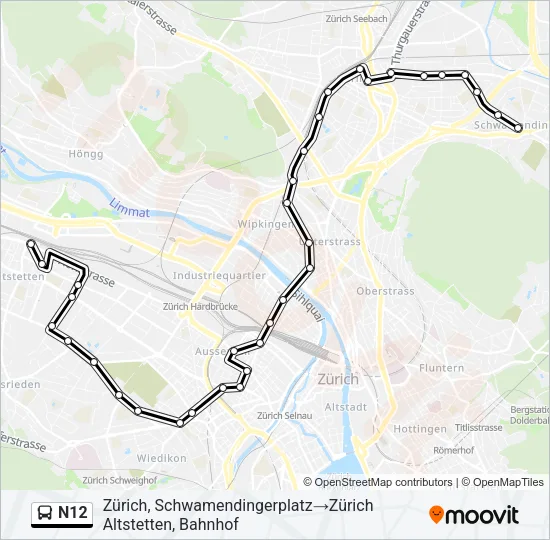 N12 Bus Line Map