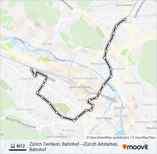 N12 Bus Line Map