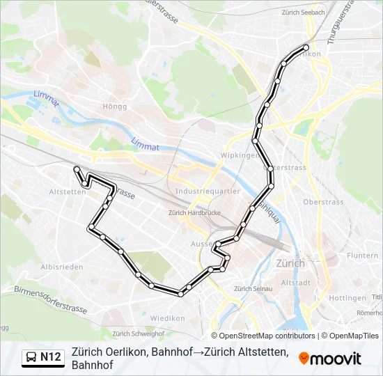N12 Bus Line Map