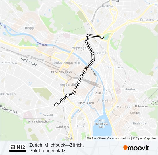 N12 bus Line Map