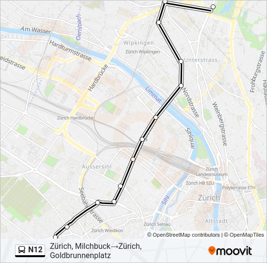 N12 Bus Line Map