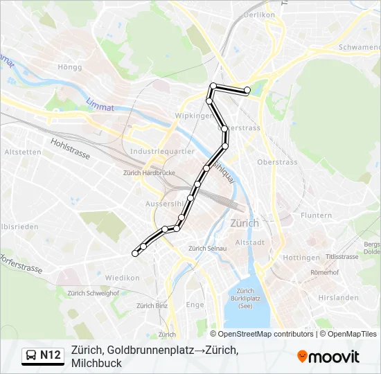 N12 Bus Line Map