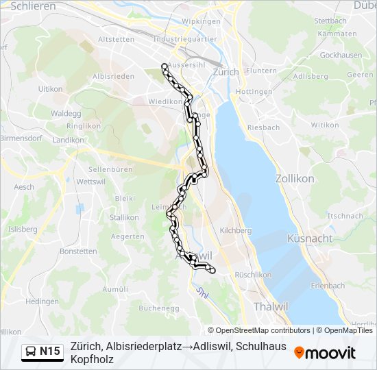 N15 Bus Line Map