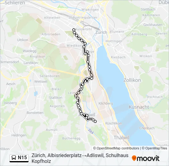 N15 Bus Line Map