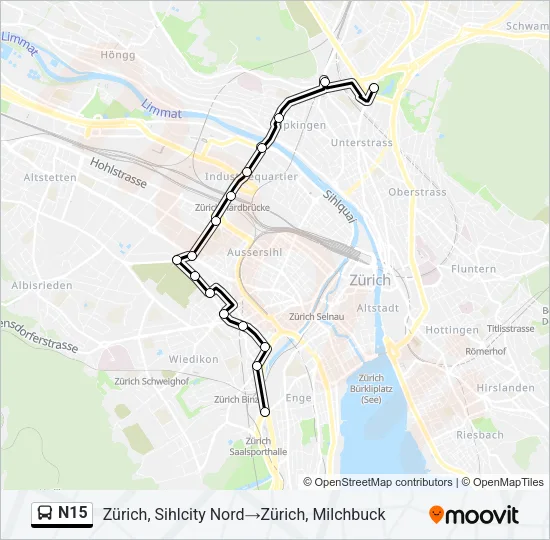 N15 Bus Line Map