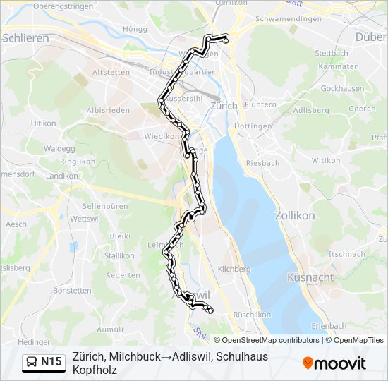 N15 Bus Line Map