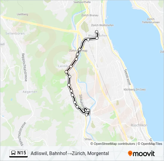 N15 Bus Line Map