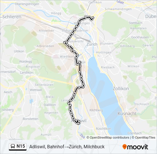 N15 Bus Line Map