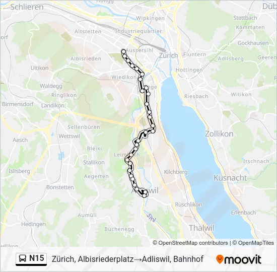 N15 Bus Line Map