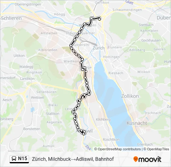 N15 Bus Line Map