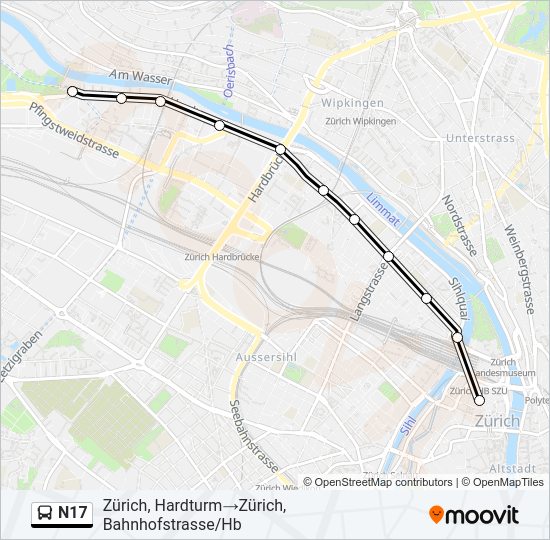 N17 Bus Line Map