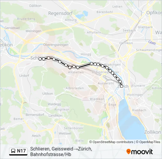 N17 Bus Line Map