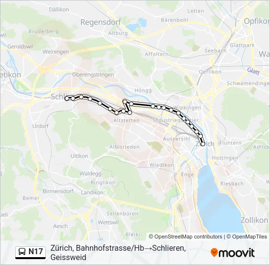 N17 Bus Line Map