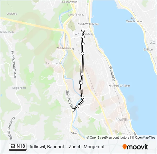 N18 Bus Line Map