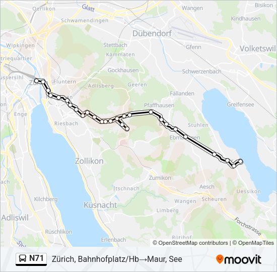 N71 Bus Line Map