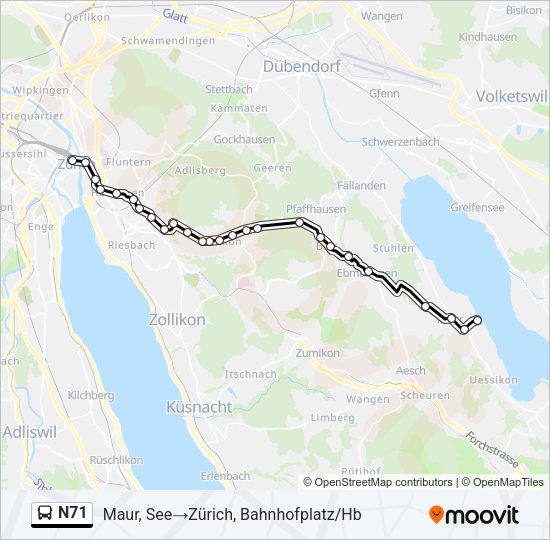 N71 Bus Line Map