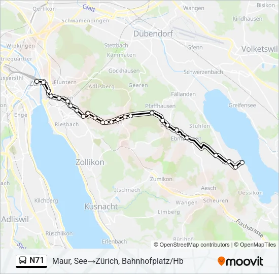 N71 Bus Line Map