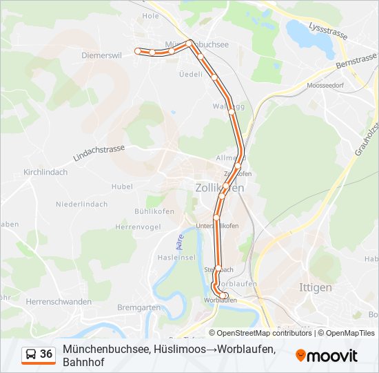 36 bus Line Map