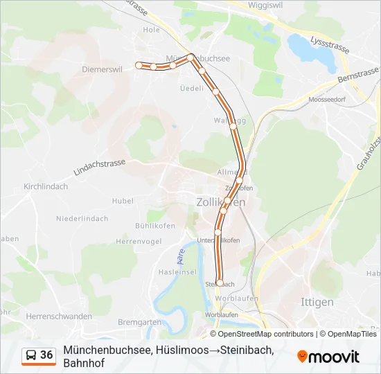 Buslinie 36 Karte