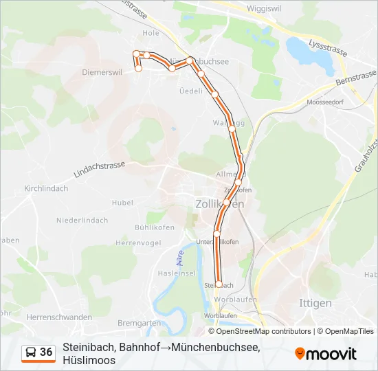 36 Bus Line Map