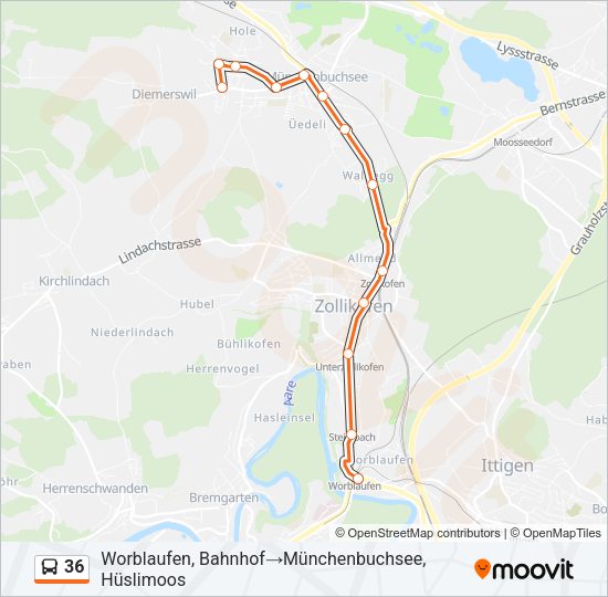 36 Bus Line Map