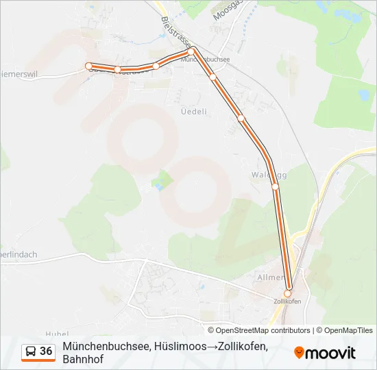 Plan de la ligne 36 de bus