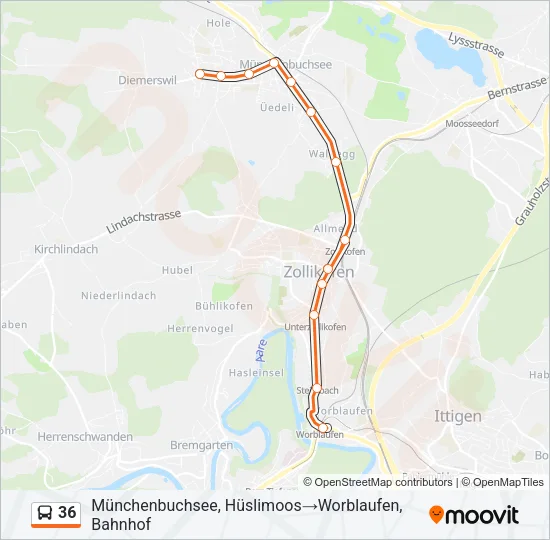 36 Bus Line Map