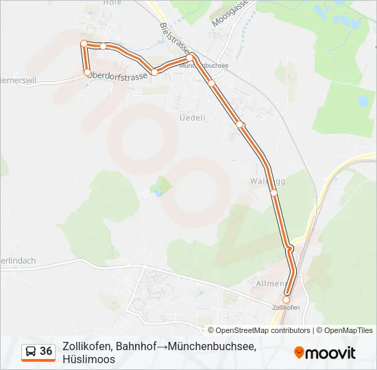Plan de la ligne 36 de bus