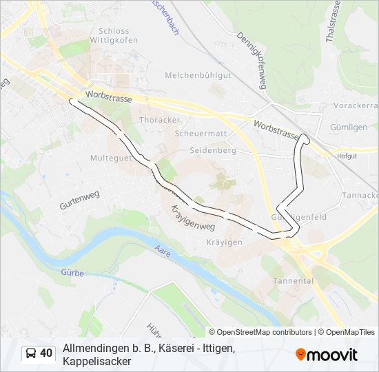 40 bus Line Map