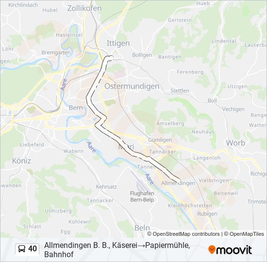 Plan de la ligne 40 de bus