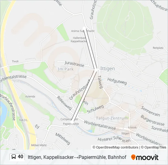 Plan de la ligne 40 de bus
