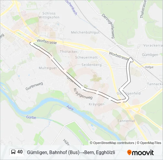 40 Bus Line Map