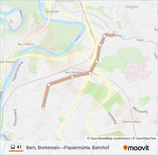 41 bus Line Map