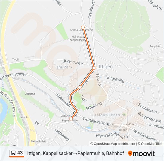 43 Bus Line Map