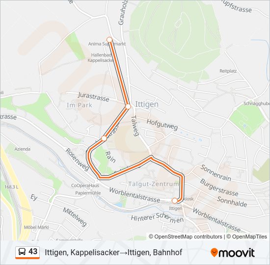 43 Bus Line Map