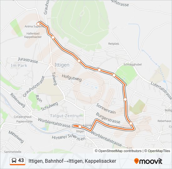 43 Bus Line Map