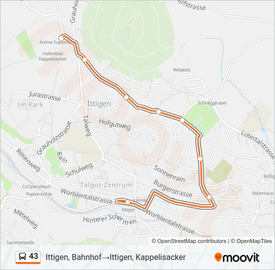43 Bus Line Map