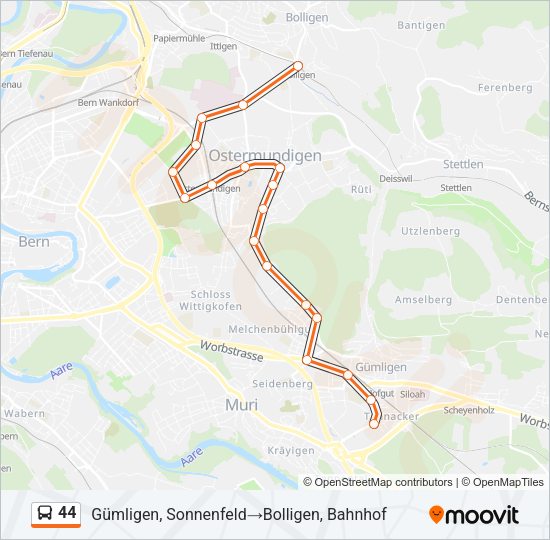 44 Bus Line Map