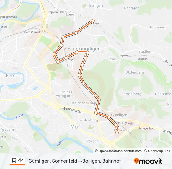 44 Bus Line Map