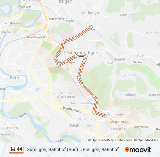 44 Bus Line Map
