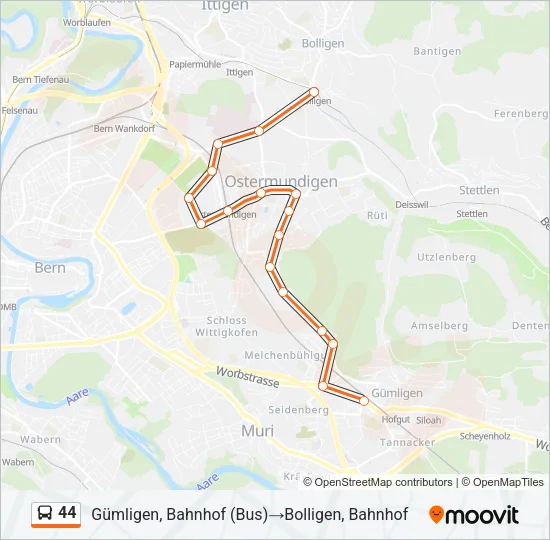 44 Bus Line Map