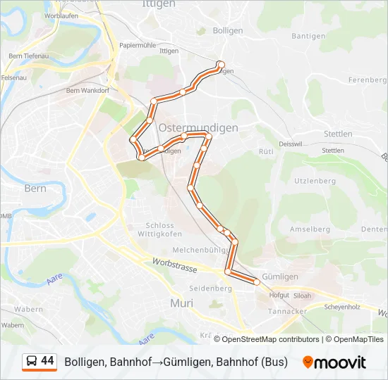 44 Bus Line Map