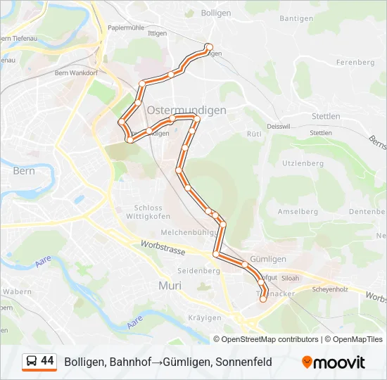 44 Bus Line Map