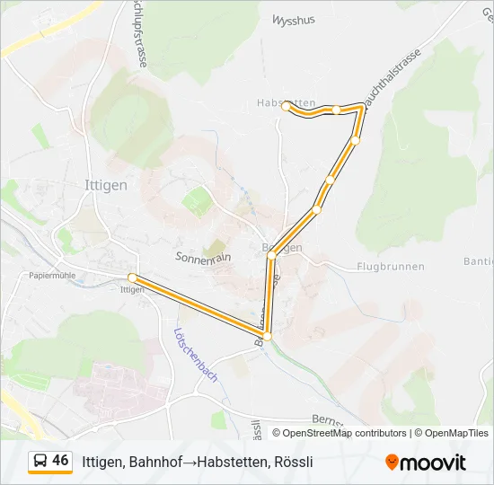 Plan de la ligne 46 de bus