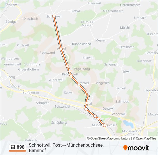 Plan de la ligne 898 de bus